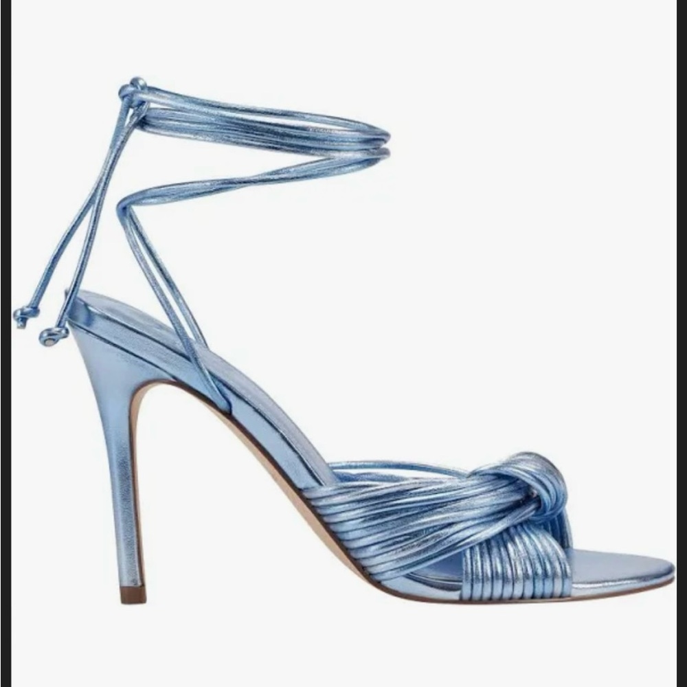 BRAND NEW Marc Fisher Brista Ankle Wrap Heeled Sandal- Light Blue Sz 7.5